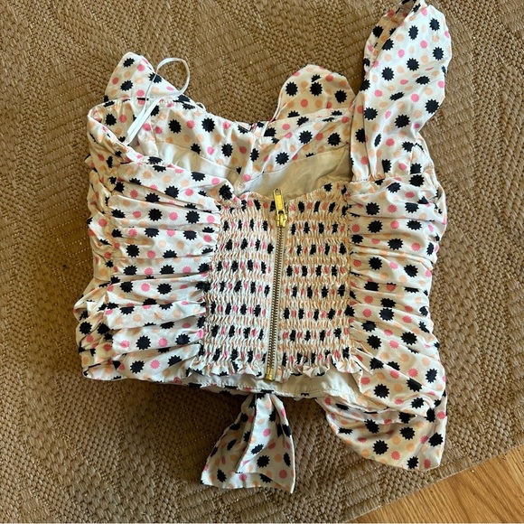 Maeve size 4 one shoulder strap whimsical tied front smocked back crop top - Picture 3 of 8